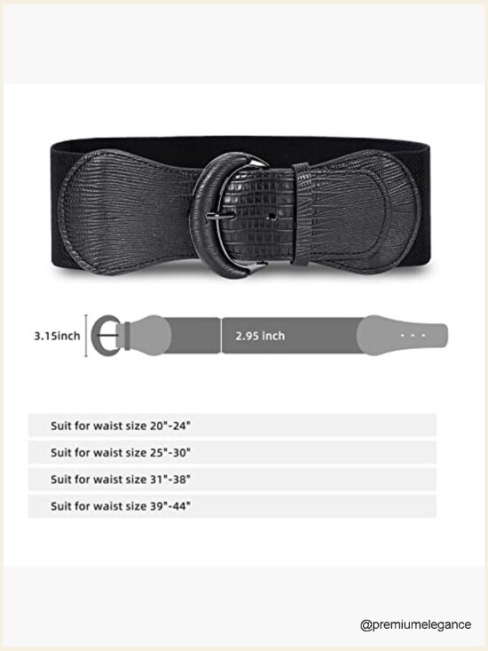 3-Piece Wide Elastic Dress Belts PU Leather Stretchy Vintage Waistband main image 6